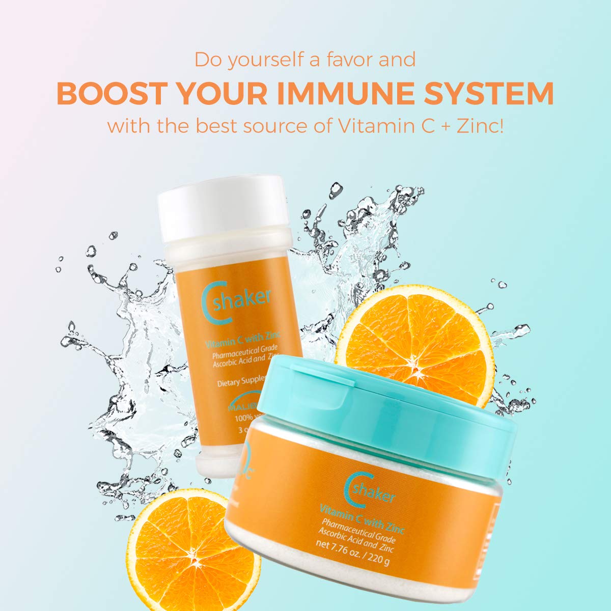 Malibu C Shaker Vitamina C con zinc, 8oz