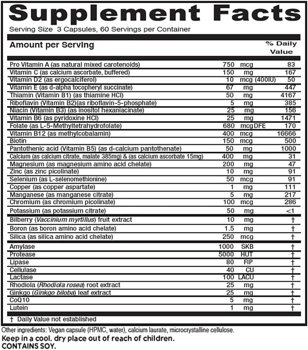 Vitanica, Senior Symmetry, multivitaminas y minerales de 65 años en adelante, vegano, 180 cápsulas