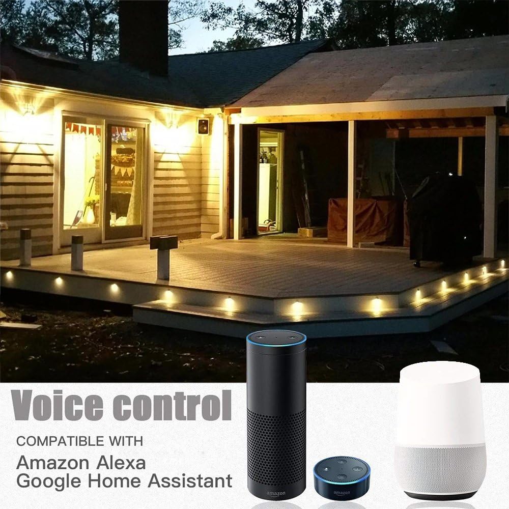 FVTLED Kit de luces WiFi para cubierta, 10 piezas de bajo voltaje 1.38 para exteriores, escalera, iluminación LED blanca cálida, funciona con Alexa