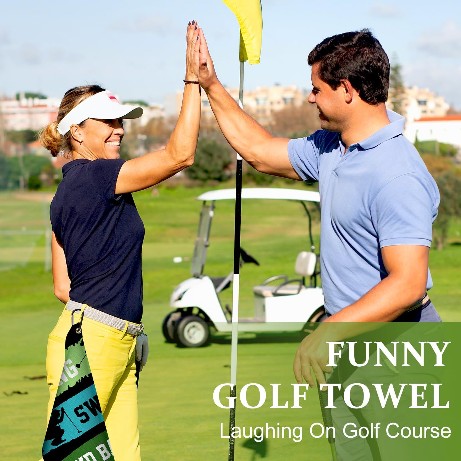 Swooflia Toalla de golf con clip para bolsas de palos de golf para hombres y mujeres, accesorios de golfistas, regalos divertidos para encontrar
