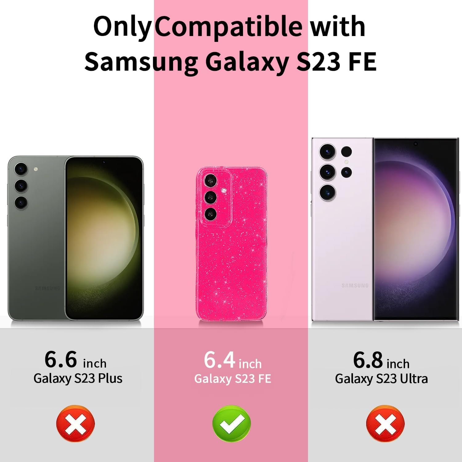 Finyosee Funda compatible con Samsung Galaxy S23 FE 5G, bonito color neón brillante, con purpurina, delgada, delgada, a prueba de golpes, funda de