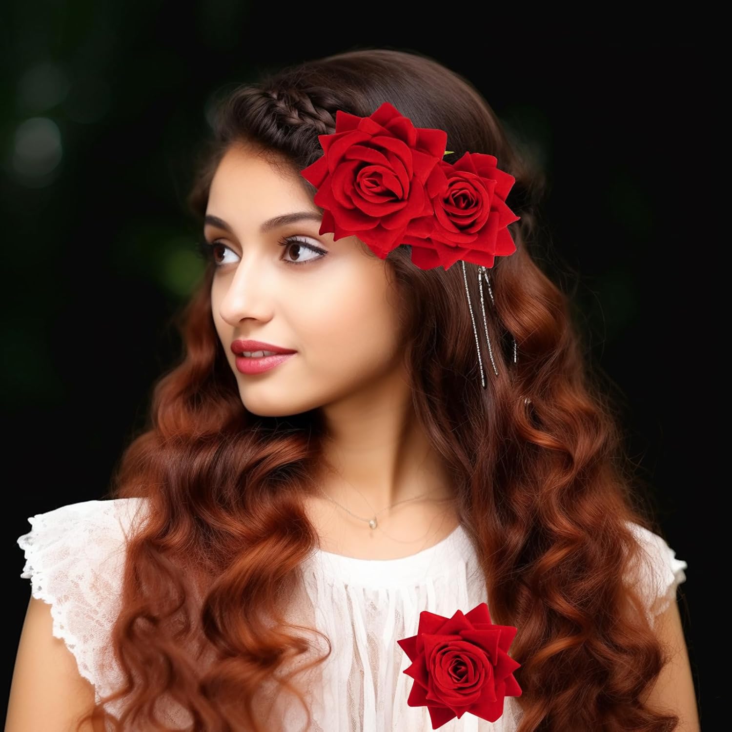 3 pinzas para el cabello con diseño de rosas y flores, broche de rosa, horquilla de bailarina flamenca, accesorios mexicanos para el cabello para