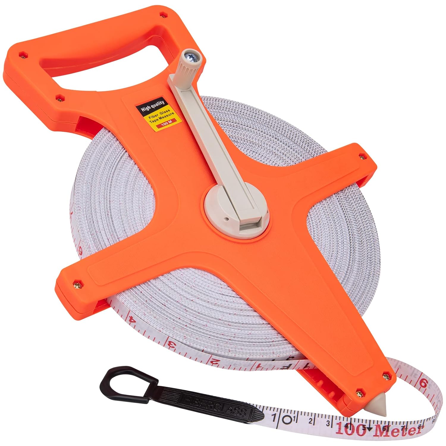 Cinta métrica de carrete abierto de 330 pies, cinta métrica de fibra de vidrio, cinta métrica de patio apta para campo deportivo, al aire libre,