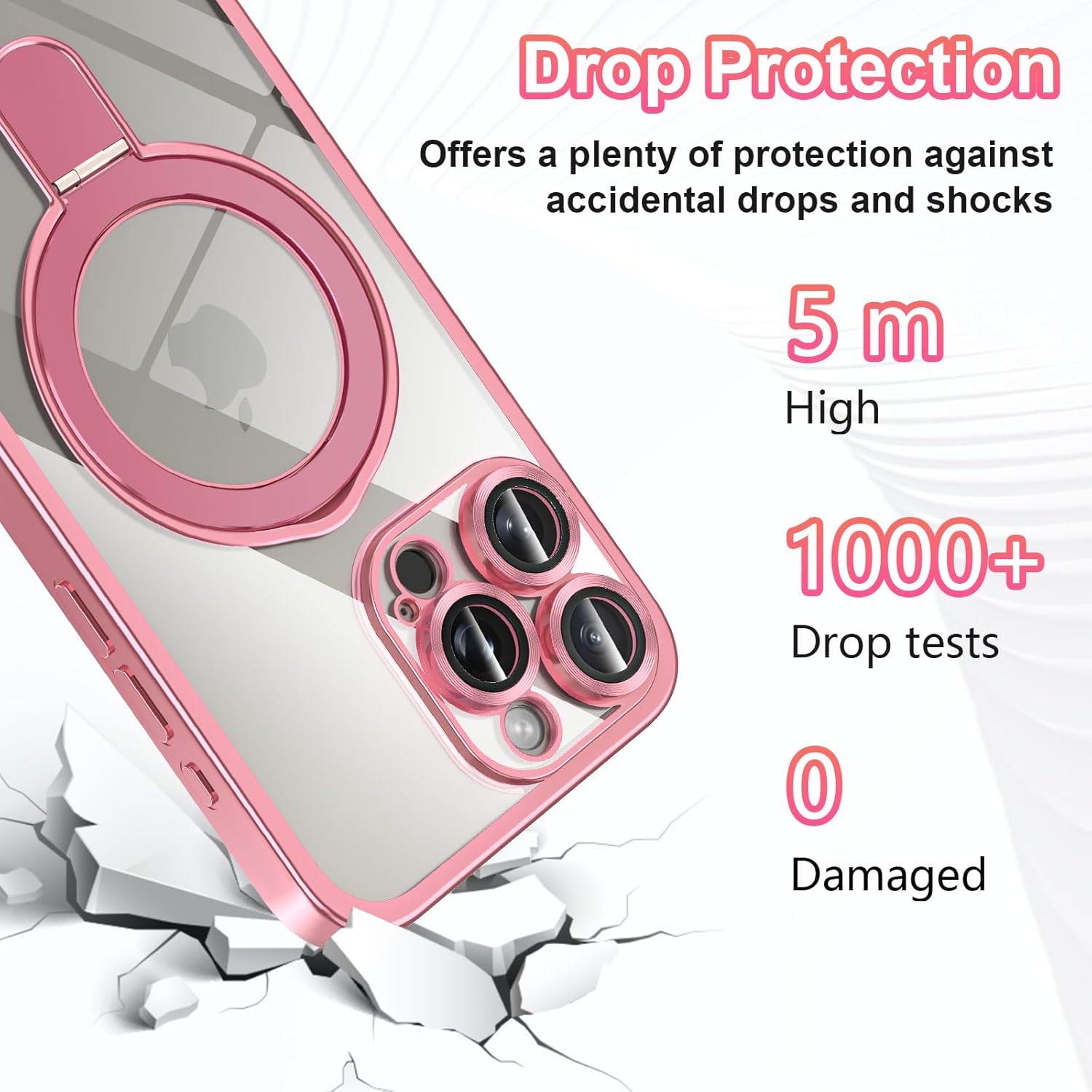 LONTECT Funda para iPhone 15 Pro con soporte magnético invisible compatible con MagSafe protección contra caídas a prueba de golpes, funda