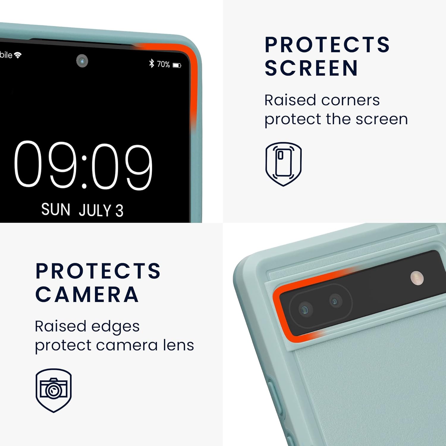 kwmobile Funda rígida compatible con Google Pixel 6a – Funda protectora de plástico y TPU para teléfono inteligente, color mentamenta