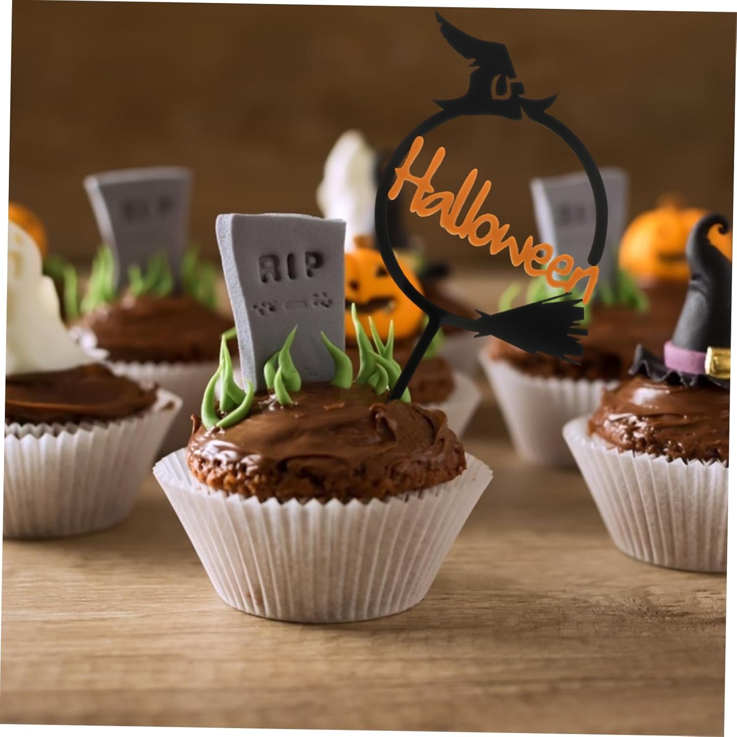 10 piezas de tarjetas de Halloween, palillos para tartas de Halloween, decoración de postre de Halloween, decoración de fiesta de Halloween,