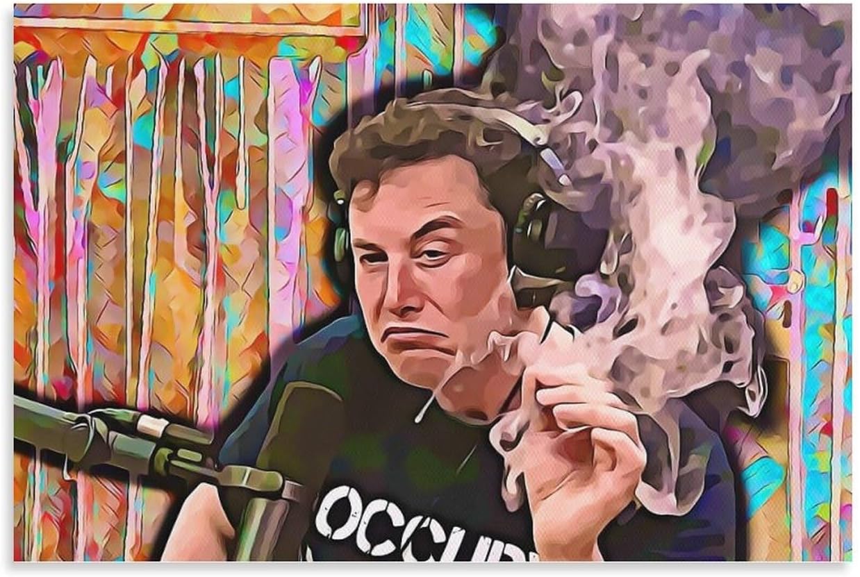 Elon Musk – Póster de fumar en alta definición sobre lienzo, pintura de pared, para decoración de sala de estar, regalo para niños, 12 x 18 pulgadas