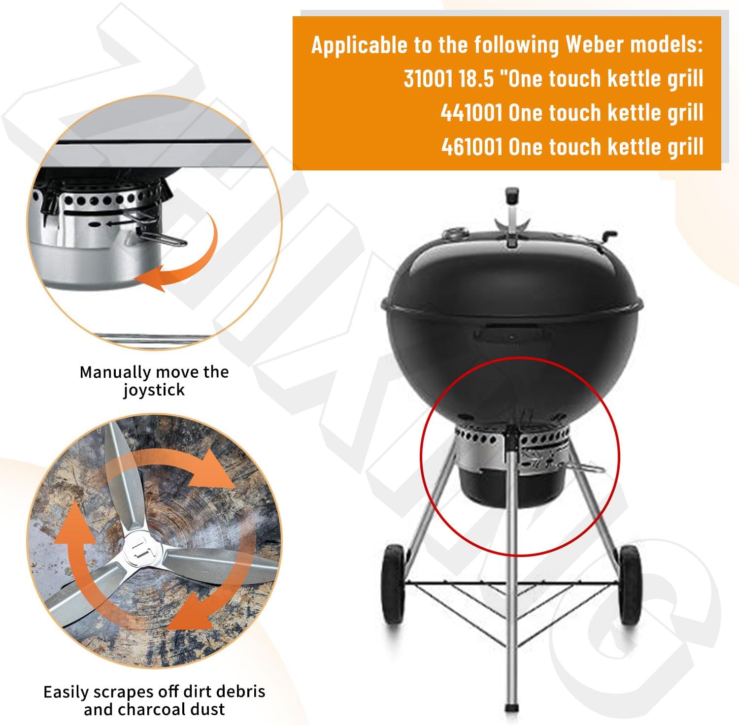 One Touch – Kit de limpieza de parrilla de 18.5 pulgadas para Weber 3618 7443 307443 307408 7444 90992 y parrillas Weber de carbónhervidor, kit de
