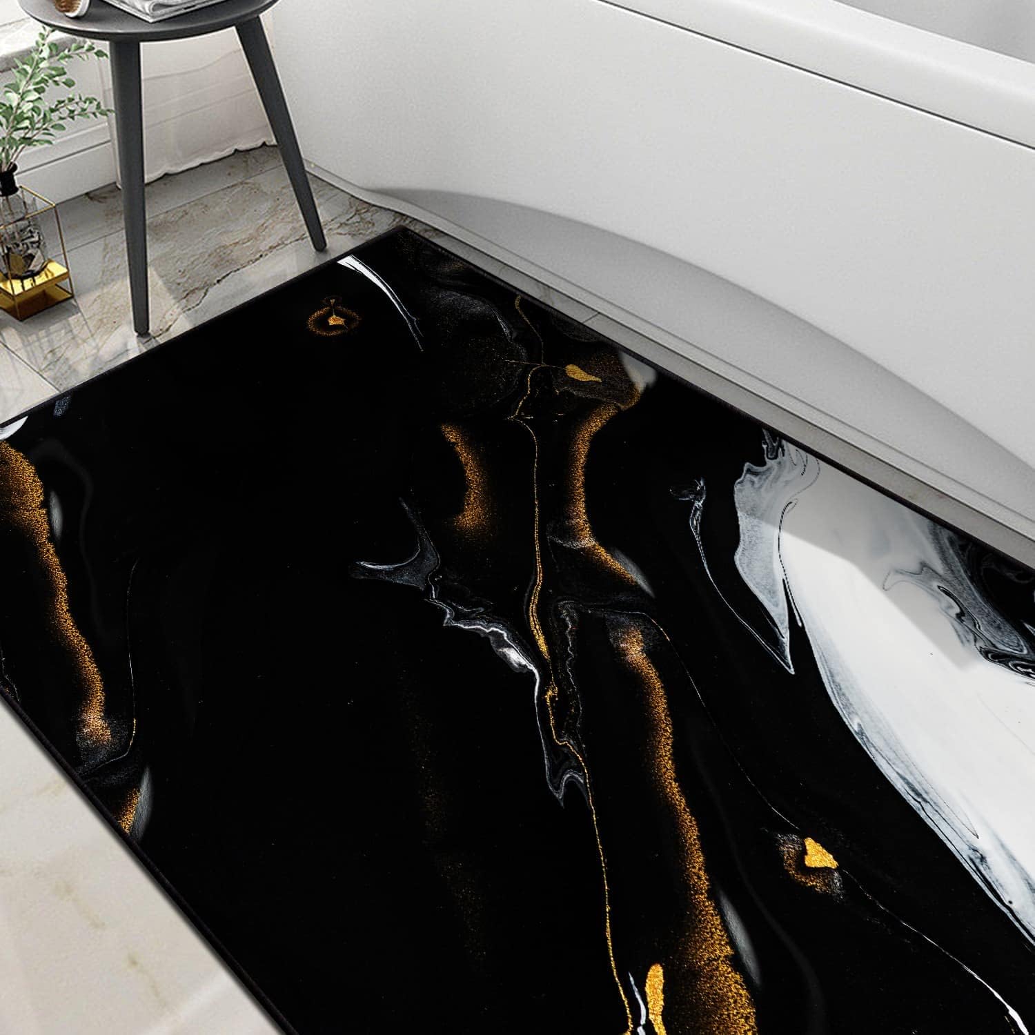 Modern Abstract Collection – Alfombra de área de 3 x 5 pies, lavable, antideslizante, con textura de mármol, alfombra para dormitorio, comedor,
