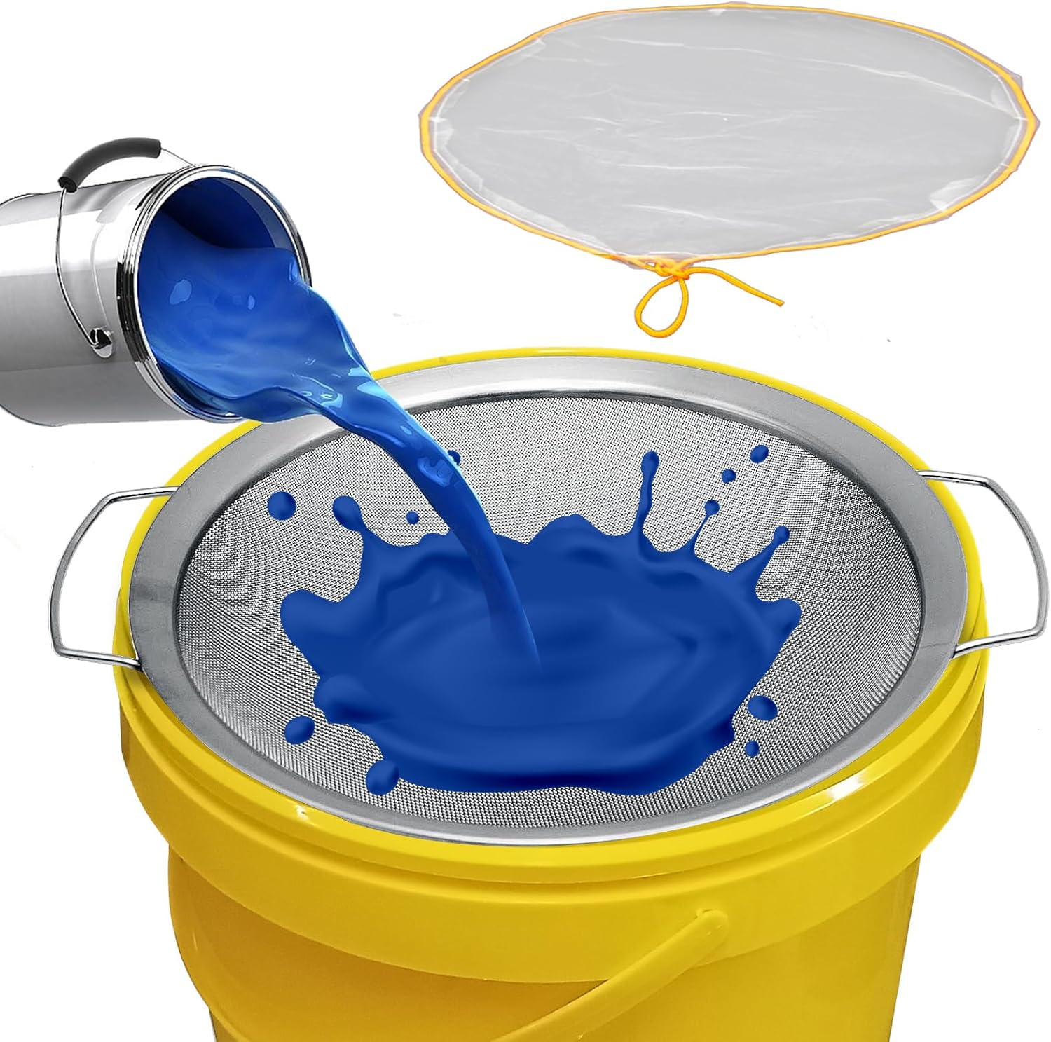 UOIENRT Colador de pintura de malla fina que se adapta a un cubo de 5 galones, protege y filtra impurezas. El pulverizador sin aire, filtro de