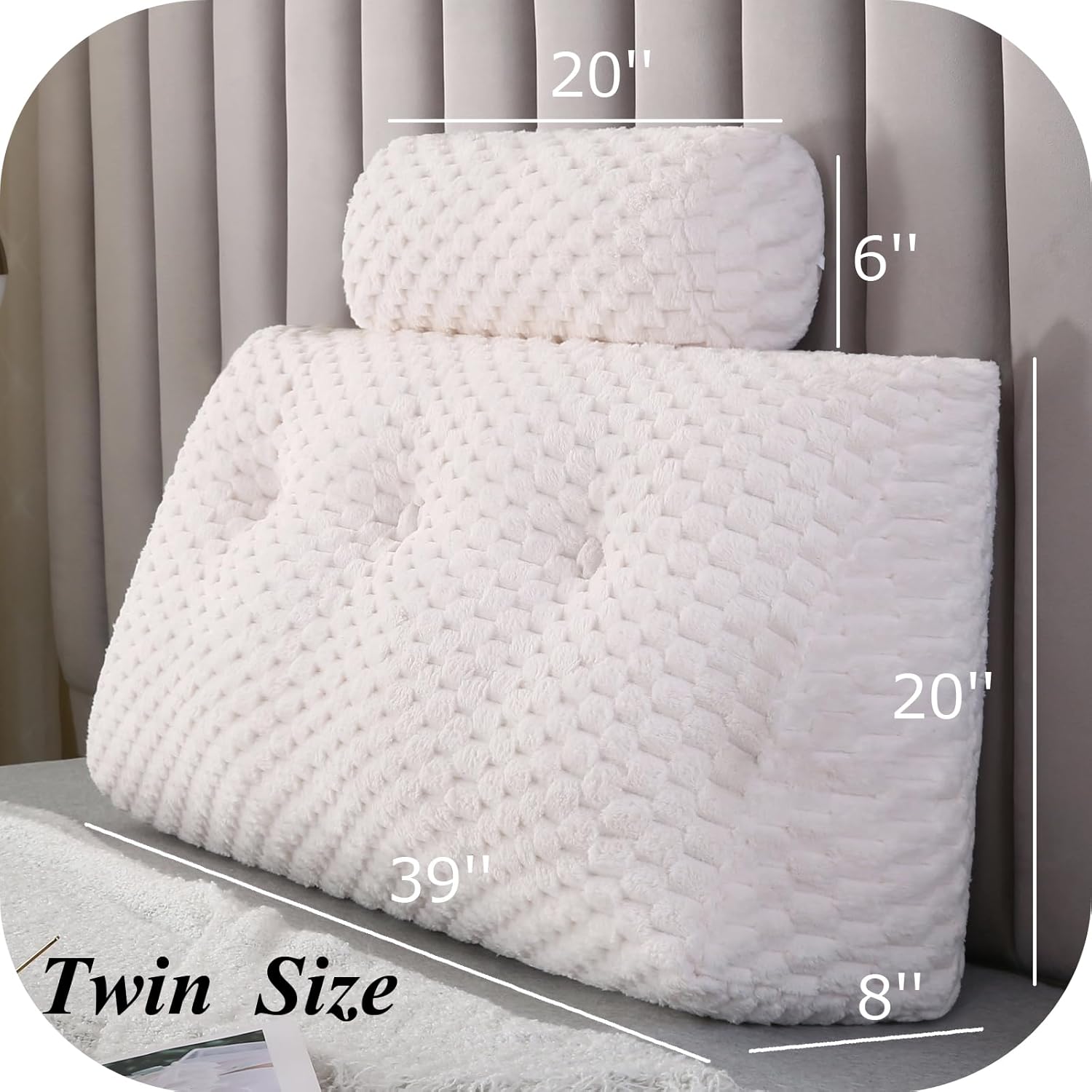 Almohadas de cuña para cabecero + 2 almohadas enrollables para cabecero, cojín grande para reposo en cama, almohadas de lectura, almohadas de