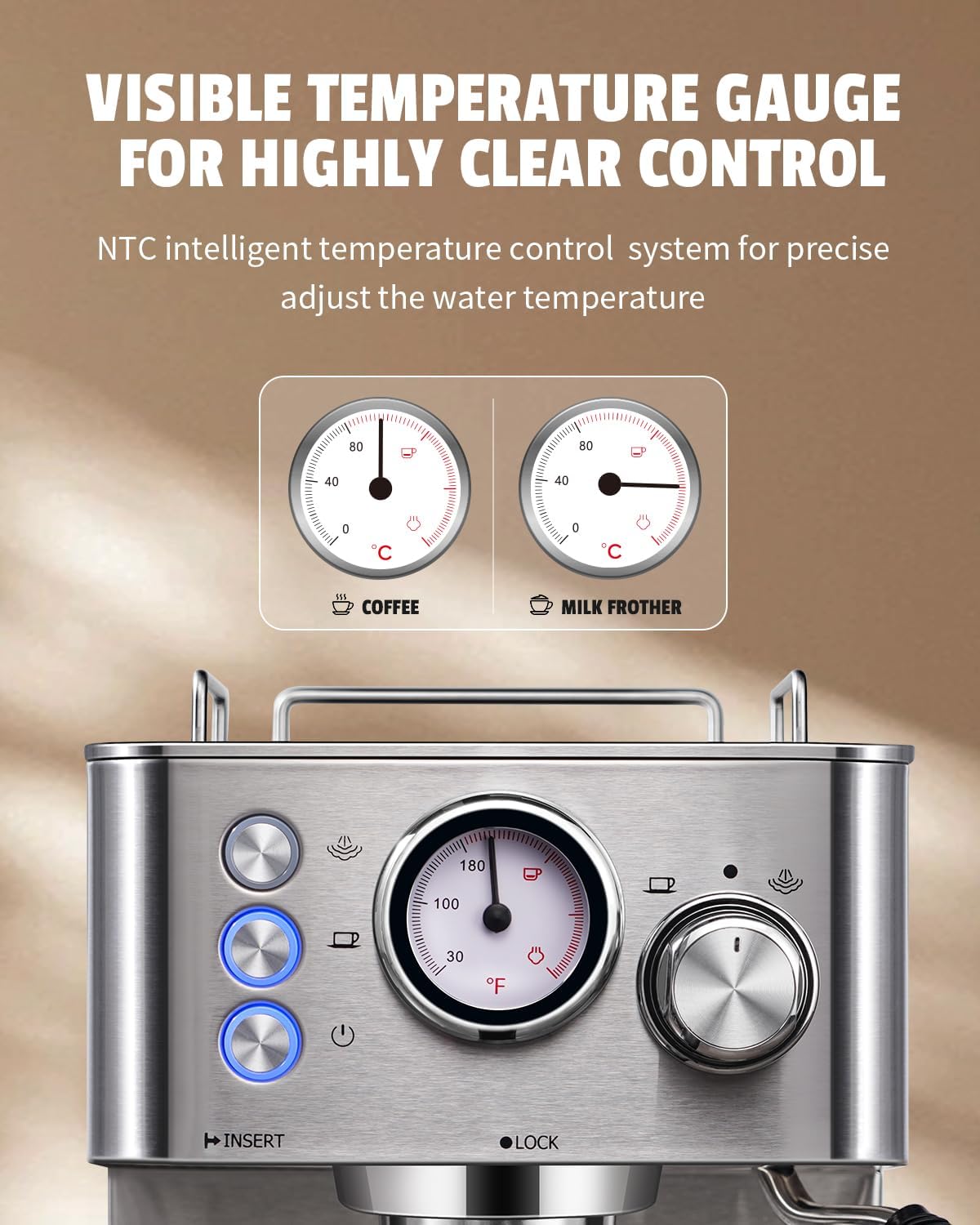 SHARDOR Máquina de café expreso, 15 bares, de calentamiento rápido, con espumador de leche, máquina manual de café con leche y capuchino para el