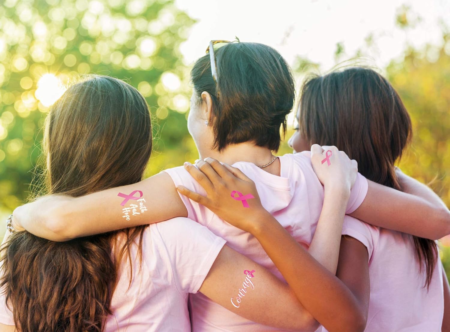 144 tatuajes de cinta rosa para concientización del cáncer de mama recuerdos de regalos para caminar, equipo de fútbol, correr, recaudación de fondos