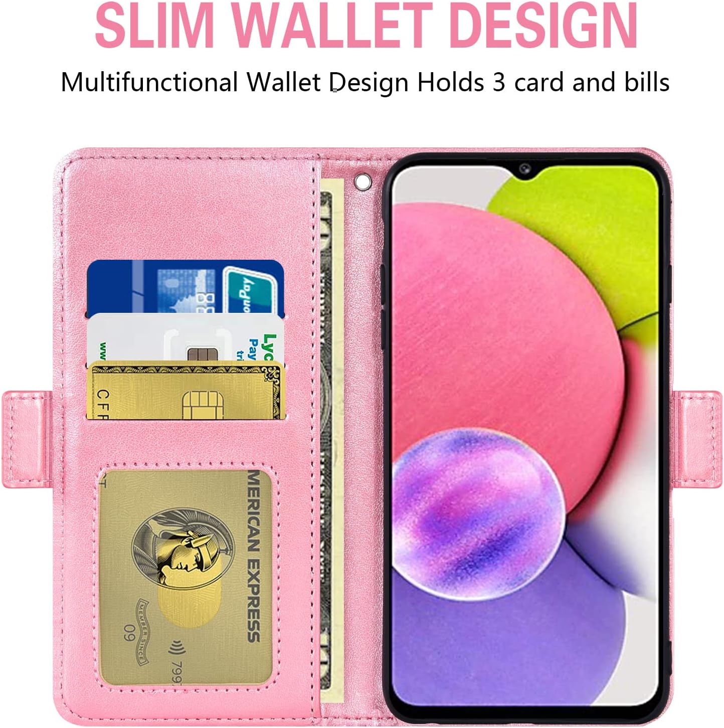 Funda compatible con Samsung Galaxy A03s, versión de EE. UU., 5G 2022, protector de pantalla de vidrio templado, correa para muñeca, tarjetero y