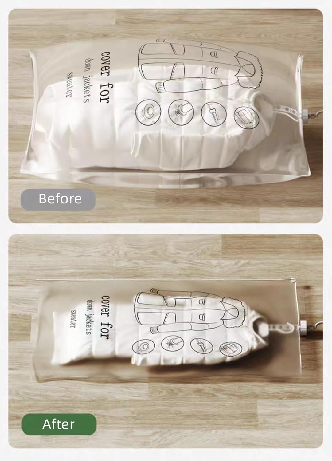 Bolsas colgantes de almacenamiento al vacío, paquete de 6 bolsas de sellado al vacío que ahorran espacio, jumbo y grande, para ropa de temporada,