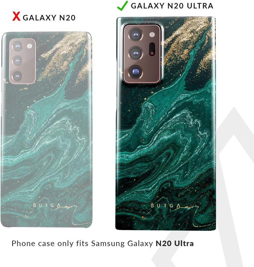BURGA Funda para teléfono compatible con Samsung Galaxy Note 20 Ultra – Esmeralda verde jade piedra de alta moda de lujo dorado con purpurina de