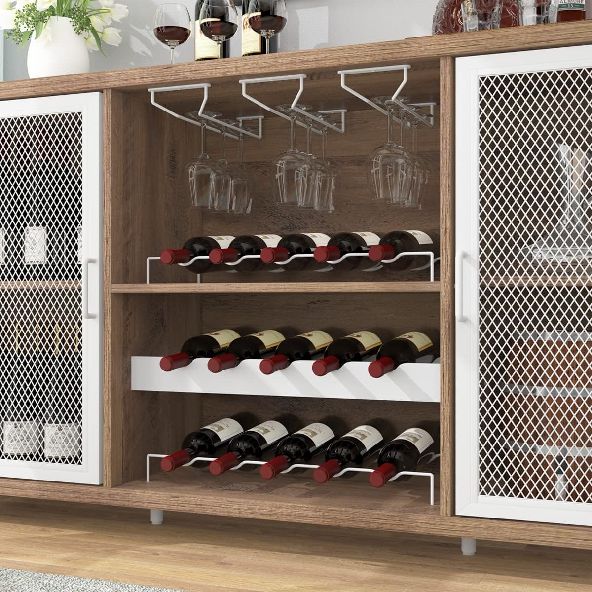 IBF Gabinete de bar de vino, gabinete de licor de granja para licor y vasos, aparador de buffet con estante de almacenamiento, soporte de madera