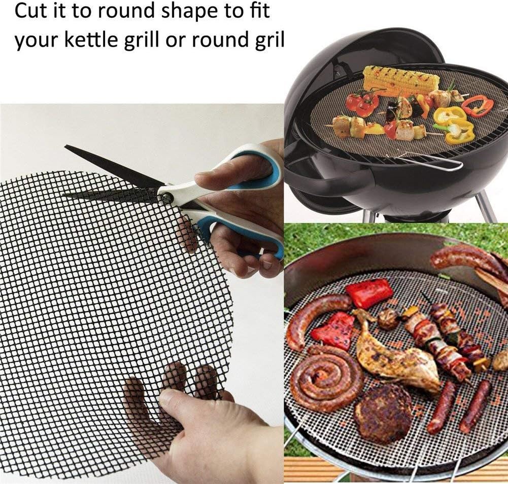 Juego de 4 alfombrillas de malla para barbacoa, resistentes al calor, recubiertas de PTFE de fibra de vidrio de 15.75 x 13 pulgadas, antiadherentes