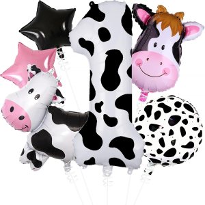 Holy Cow Im One – Decoraciones de cumpleaños de 40 pulgadas, globos de papel de aluminio con el número 1, globos con estampado de vaca, pancarta Holy Cow Im One – Decoraciones de cumpleaños de 40 pulgadas, globos de papel de aluminio con el número 1, globos con estampado de vaca, pancarta