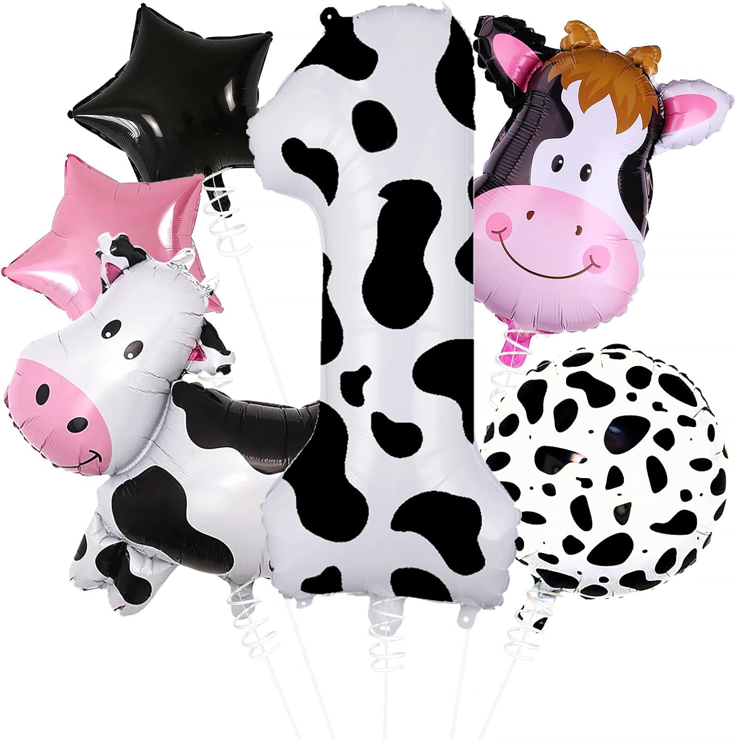 Holy Cow Im One – Decoraciones de cumpleaños de 40 pulgadas, globos de papel de aluminio con el número 1, globos con estampado de vaca, pancarta