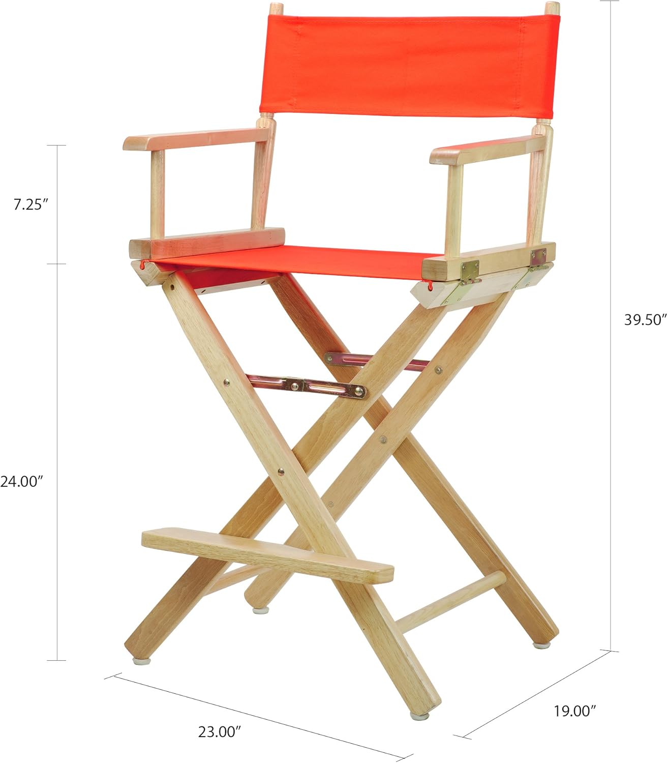 Casual Home – Silla de director de 24.0in, marco natural con lienzo naranja, altura de mostrador
