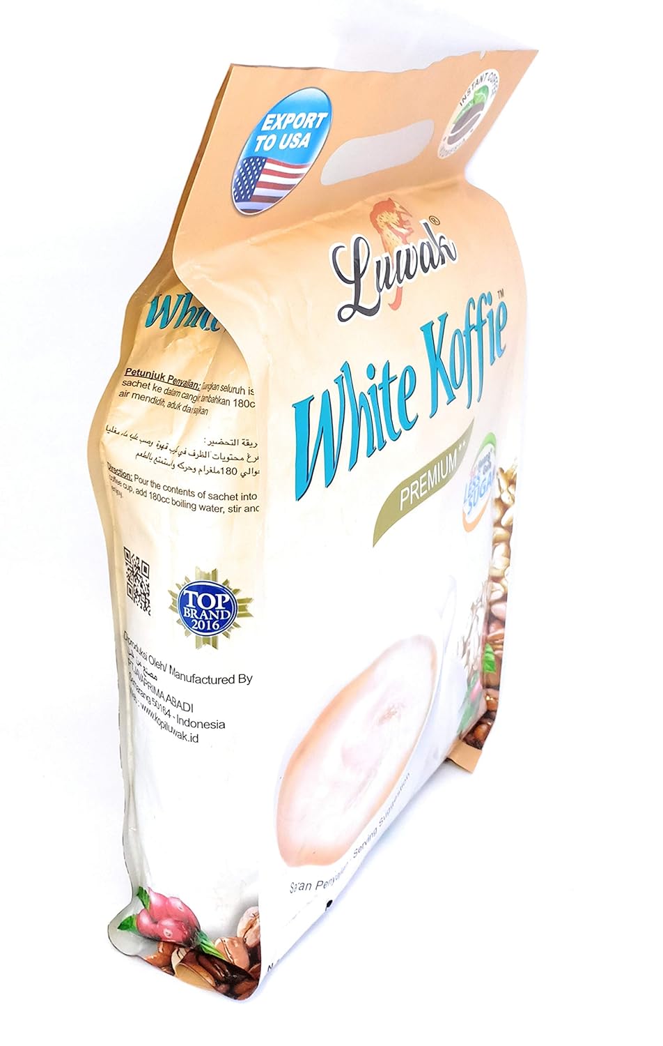 Kopi Luwak White Koffie Premium – Café con menos azúcar, 20 unidades, 14.11 oz (paquete de 3)