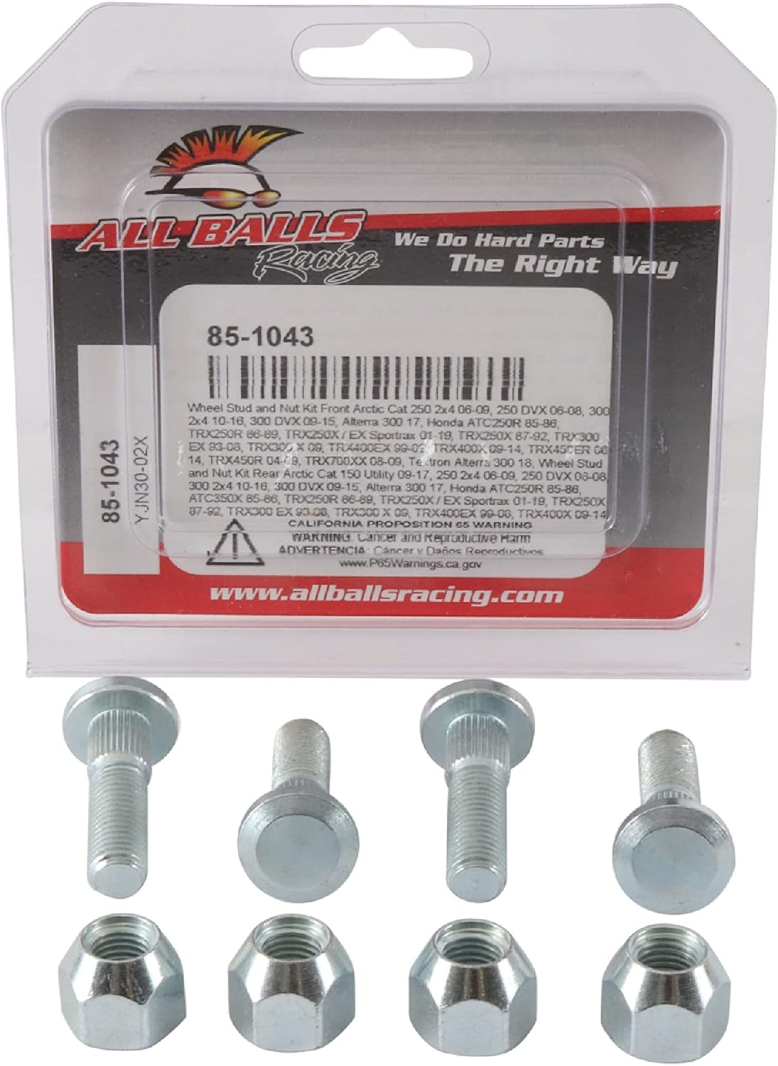 All Balls Racing 85-1043 Kit de pernos y tuercas de rueda compatible conrepuesto para Arctic Cat 300 DVX 2009-2015, 300 Utility 2×4 2010-2016, 250