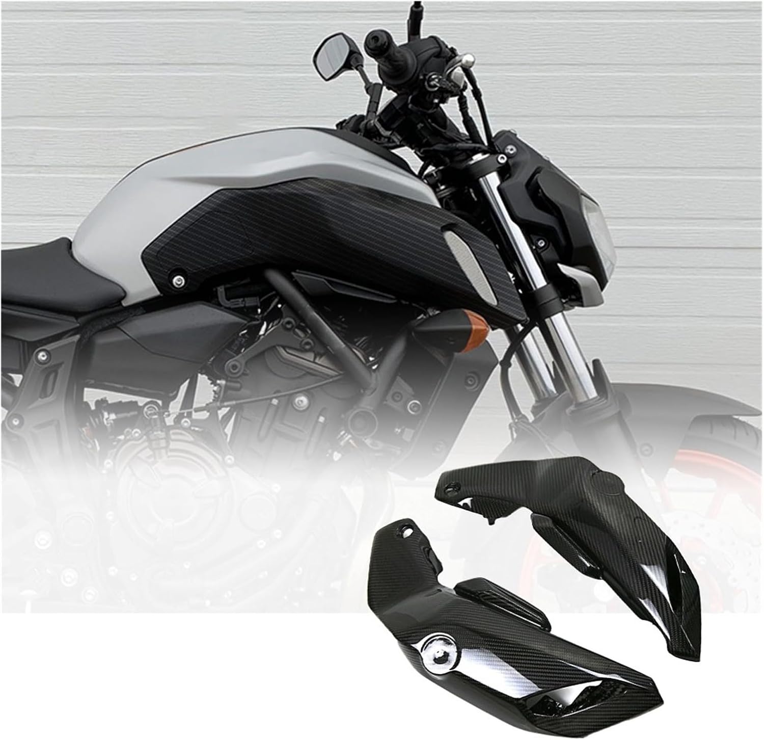 Compatible con Yamaha compatible con MT07 FZ07 2018 2019 2020 de fibra de carbono superior delantera lateral cubierta de ventilación de aire carenado