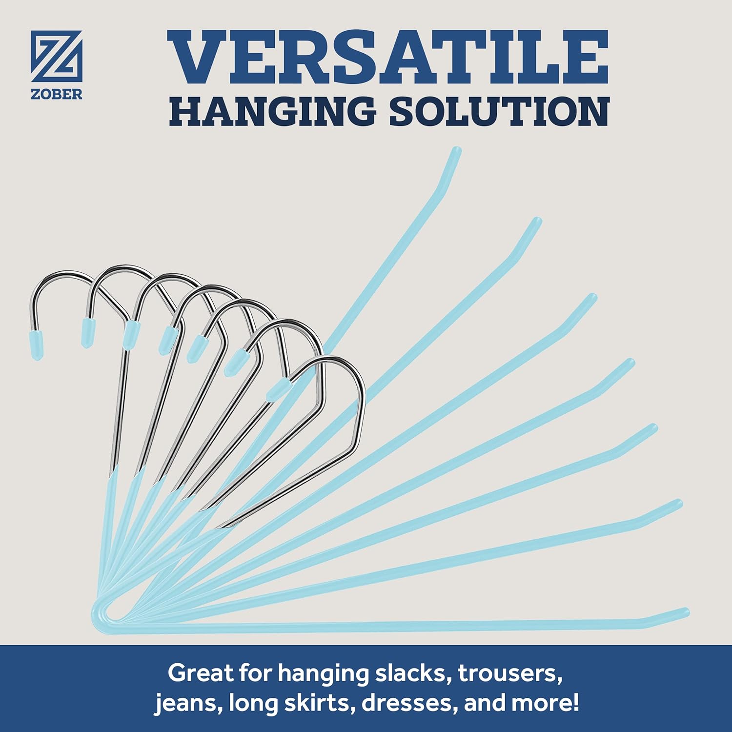 Zober Perchas antideslizantes para pantalones, paquete de 40 perchas para pantalones y jeans con extremos abiertos para armario, perchas de ropa que