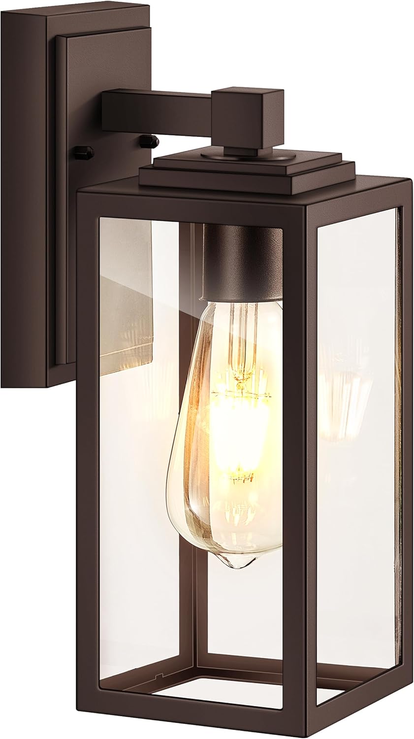 VIANIS Luces de pared para exteriores, montaje en pared, farol marrón para porche, bronce aceitado resistente a la intemperie, luces para