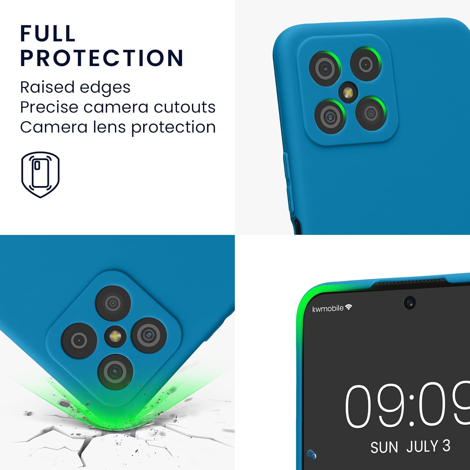 kwmobile Funda compatible con Honor X8 – Funda protectora delgada de TPU para teléfono – Acabado mate suave – Azul Caribe