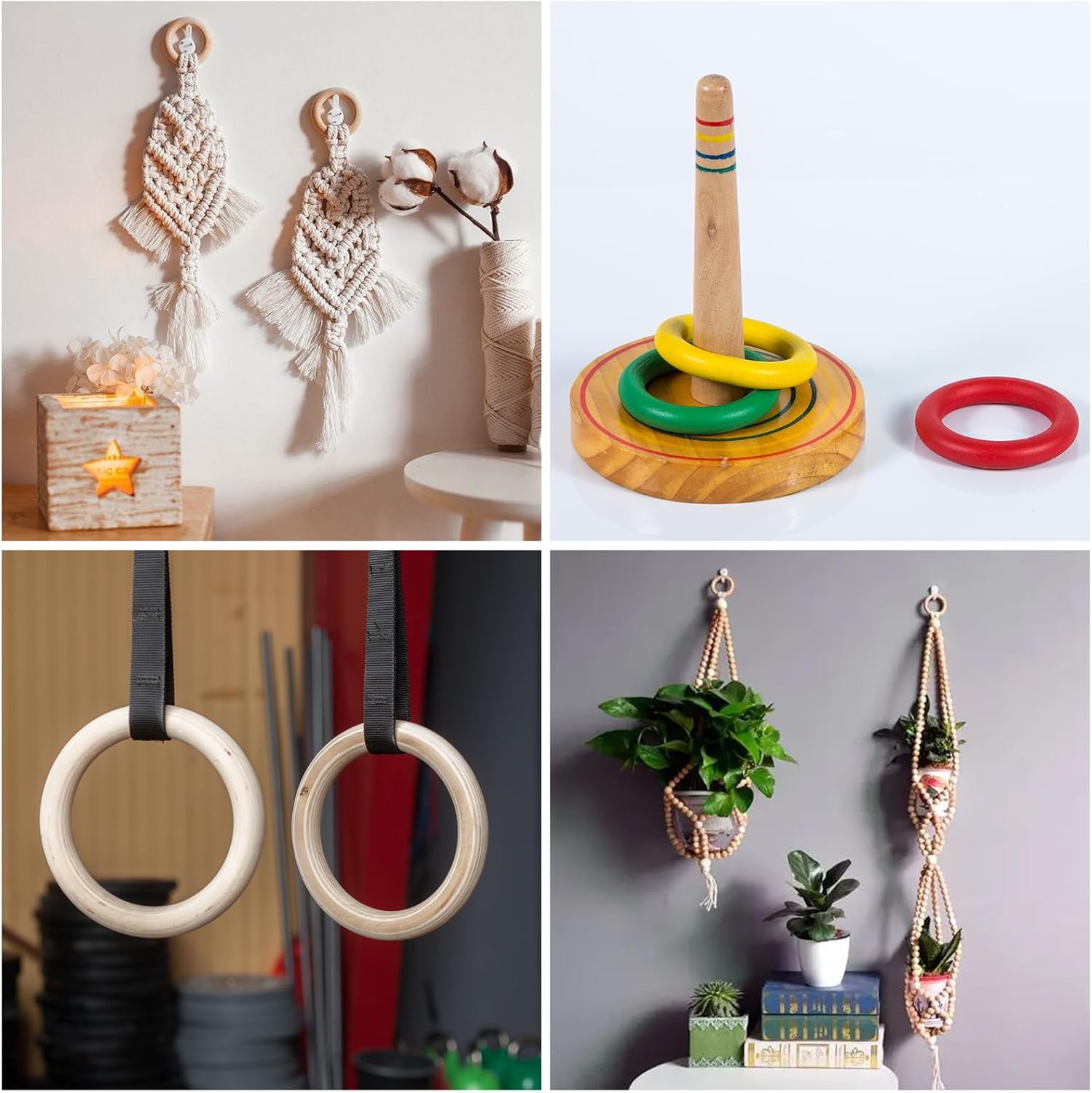 20 anillos de madera sin terminar de 2.362 in para manualidades, anillos de madera maciza natural para manualidades sin pintura, anillos de madera