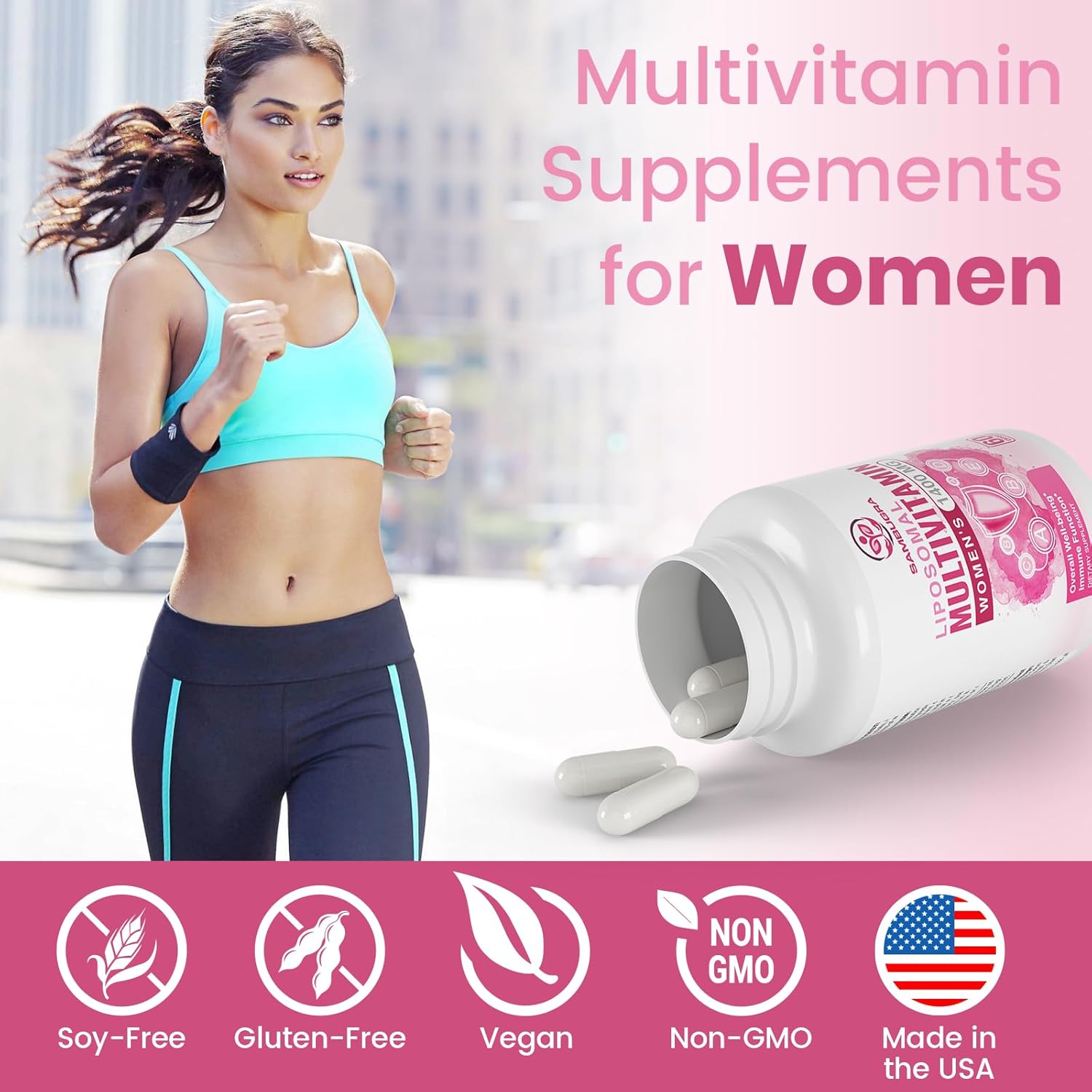 Multivitamínico liposomal para mujeres de 1400 mg  Suplementos diarios de vitaminas para mujer con hierro, vitamina A, C, D, E y complejo B para la