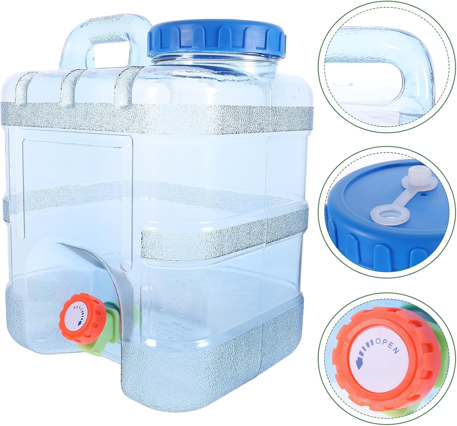 Veemoon Jarra de agua para campamento de 5 galones, contenedor de agua portátil de 10 litros para almacenamiento de agua con grifo, para campamento
