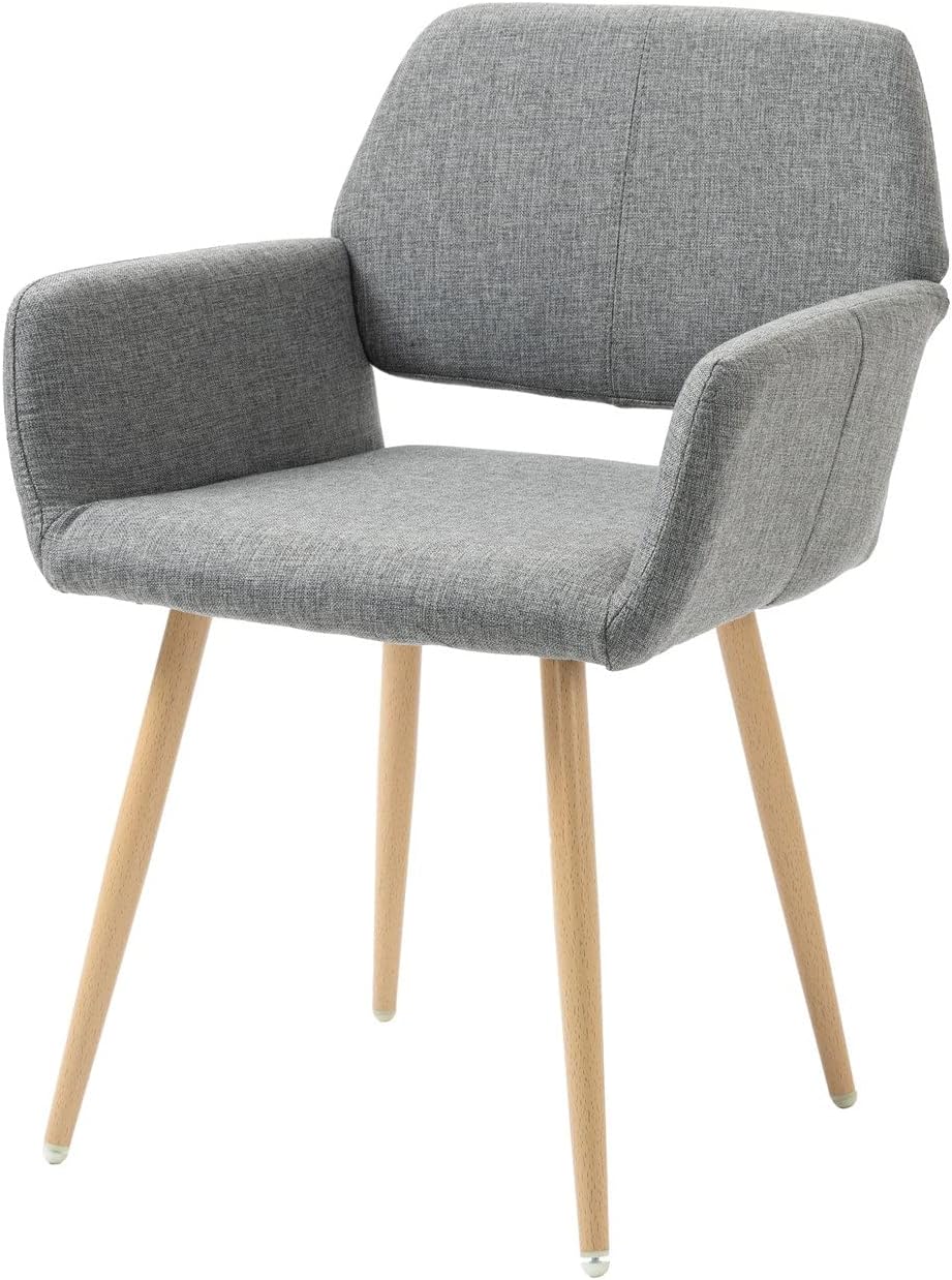 Henf Sillas de comedor de tela, sillas laterales de mediados de siglo con patas de acero de pintura sólida para comedor, silla de escritorio de