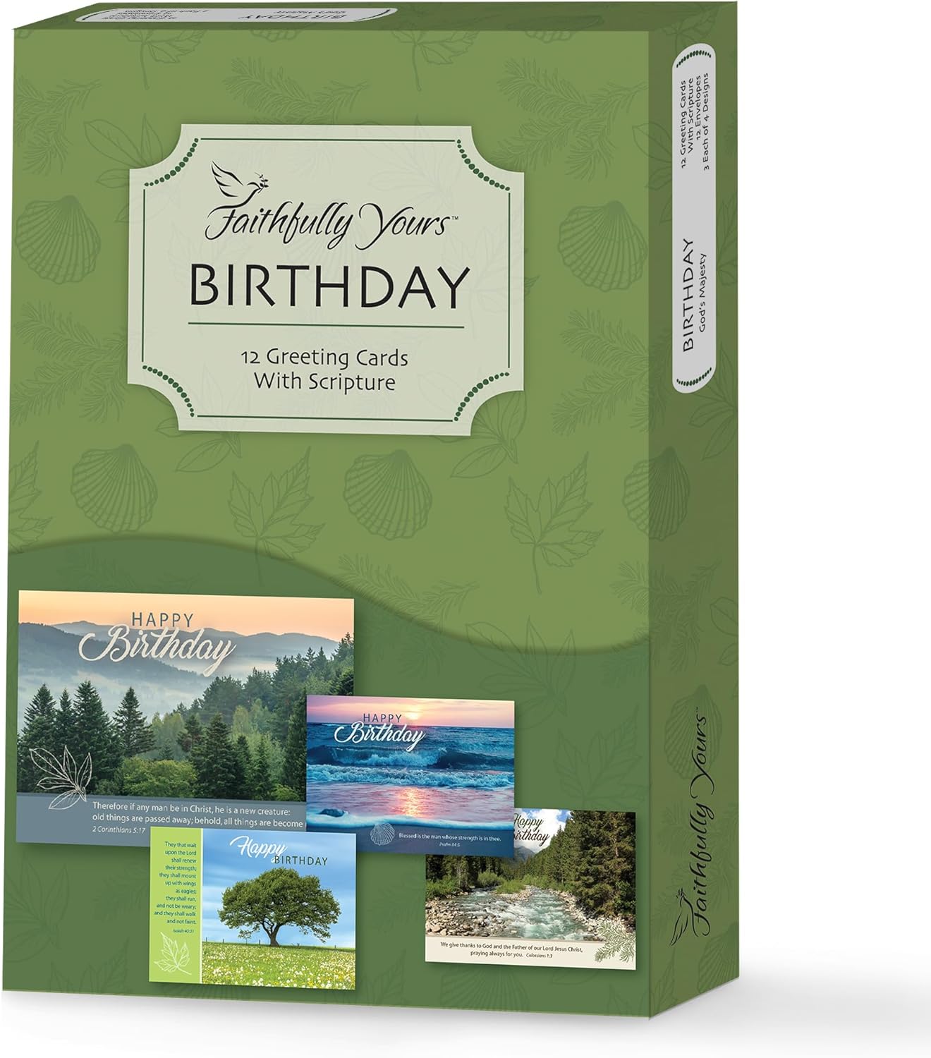 Faithfully Yours Designer Greetings Landscape – Surtido de tarjetas de cumpleaños en caja, majestad de Dios con versículos bíblicos de las