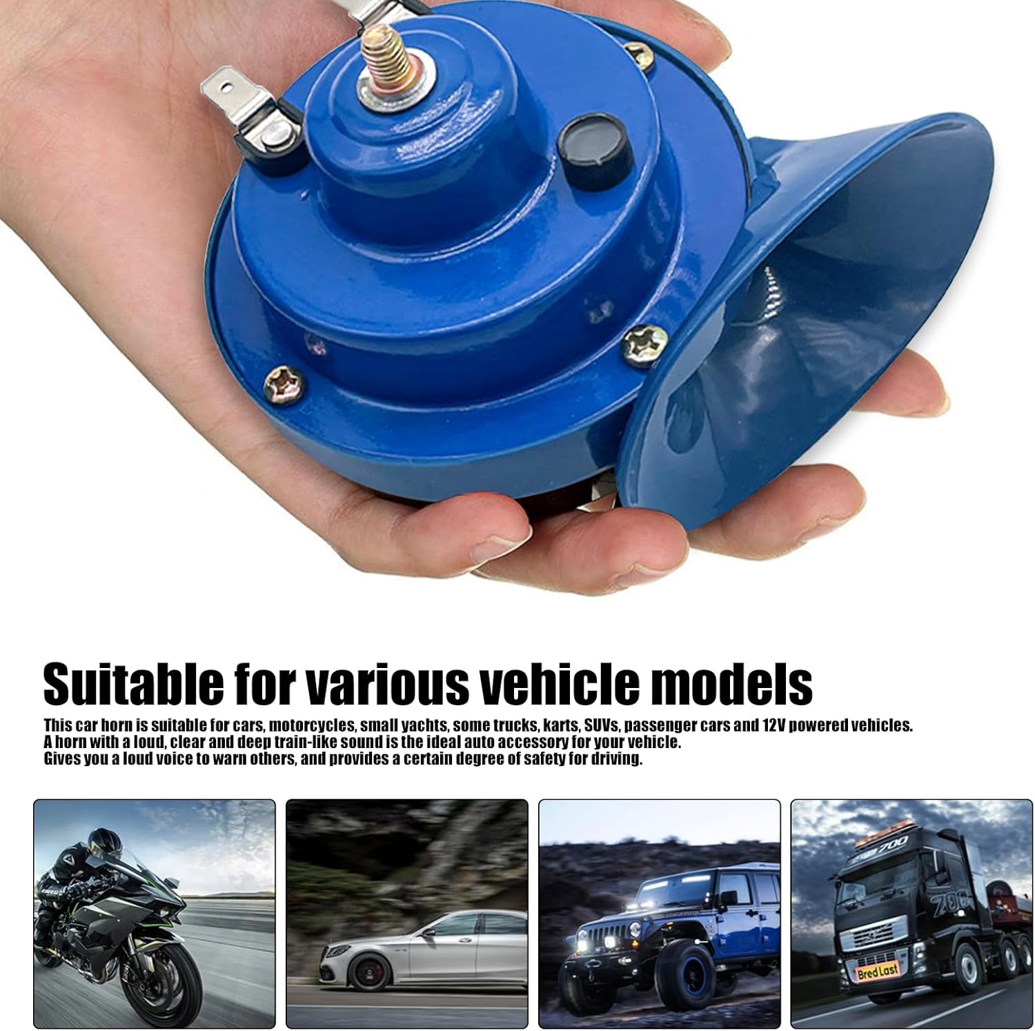 Hawyet Bocina de automóvil de 2 piezas, kit de repuesto de bocinas de silbato de aire impermeables de 12 V, accesorios universales de modificación