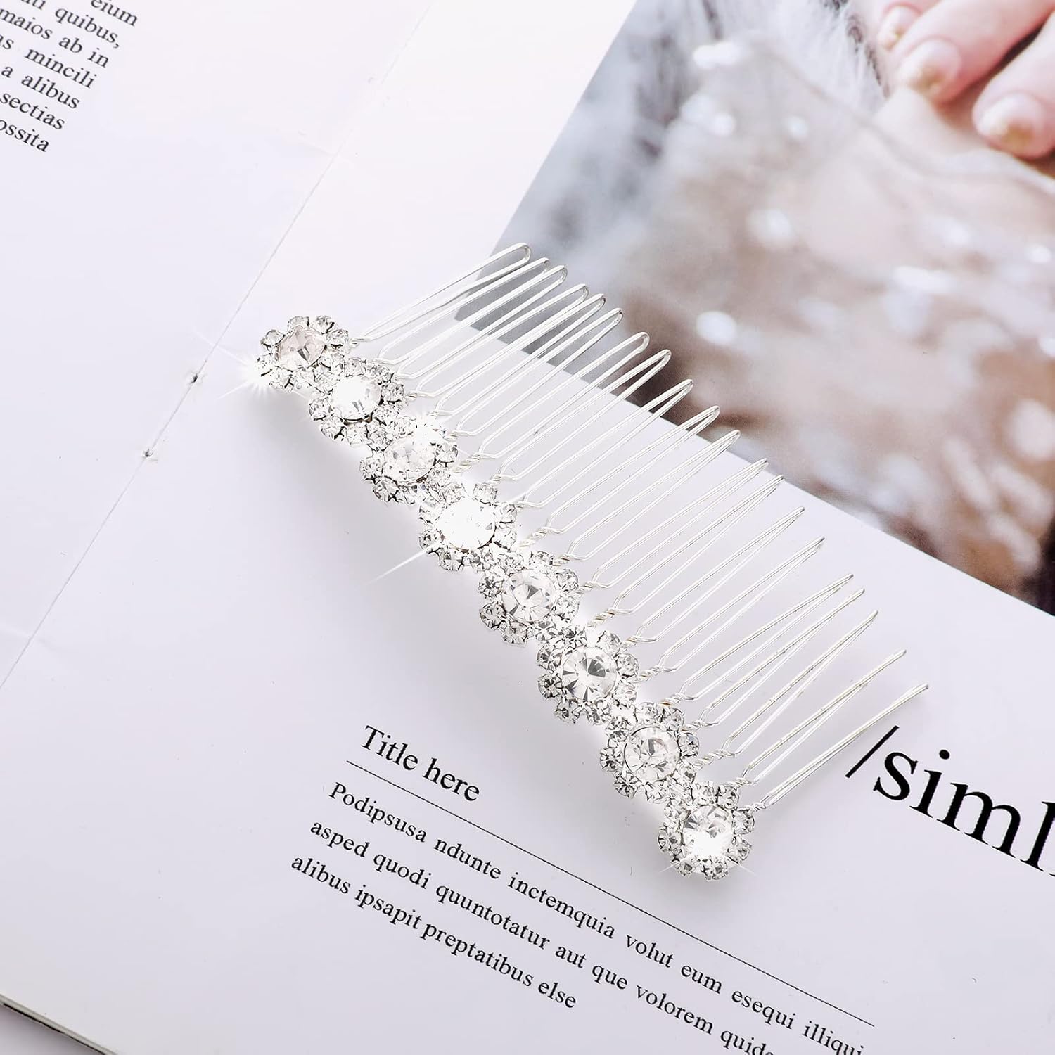 4 peines para el cabello con diamantes de imitación, piezas de pelo de boda, peine de pelo de novia, peine lateral, pinzas para el cabello,