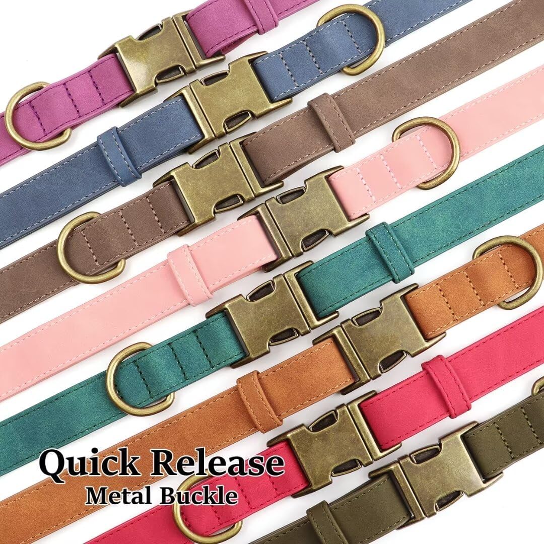 Didog Collar de cuero suave para perro, collares de perro duraderos y resistentes con hebilla metálica de liberación rápida, collar de cuero
