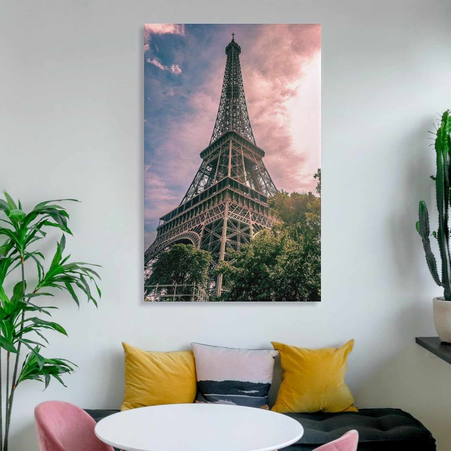 Póster artístico de la Torre Eiffel en París, Francia, arte en lienzo, decoración de sala de estar, marco sin marco, 12 x 18 pulgadas (11.8 x 17.7
