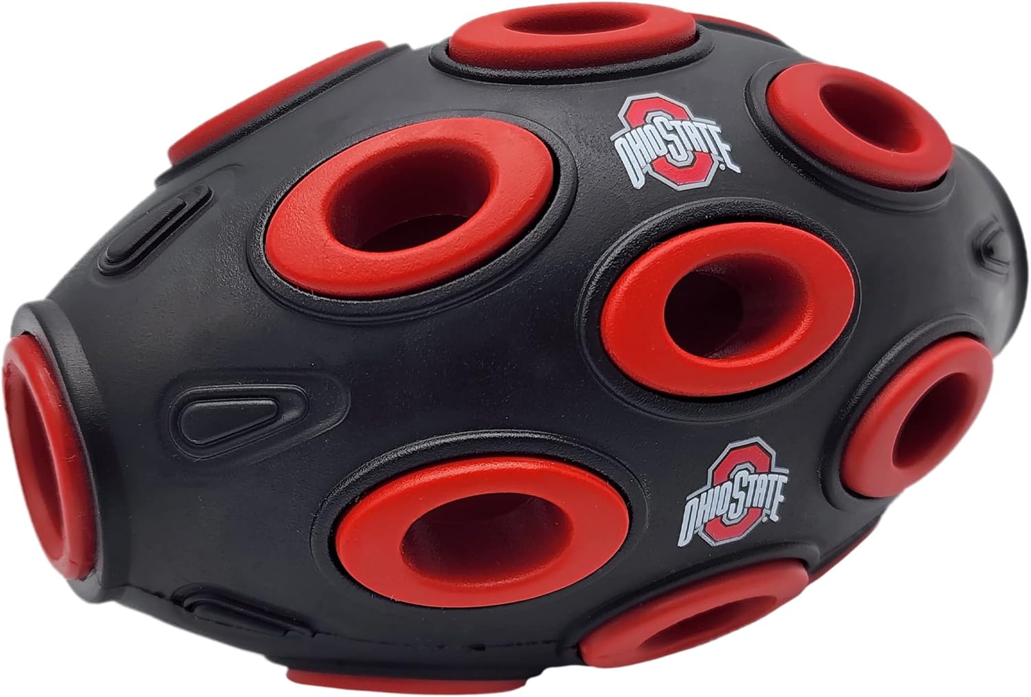 Pets First NCAA Ohio State Buckeyes Football Treat Dispensing Toy for Dogs and Cats, Rubber Ball Dog Toy, Interactive Fun Dog Treat Toy, Natural