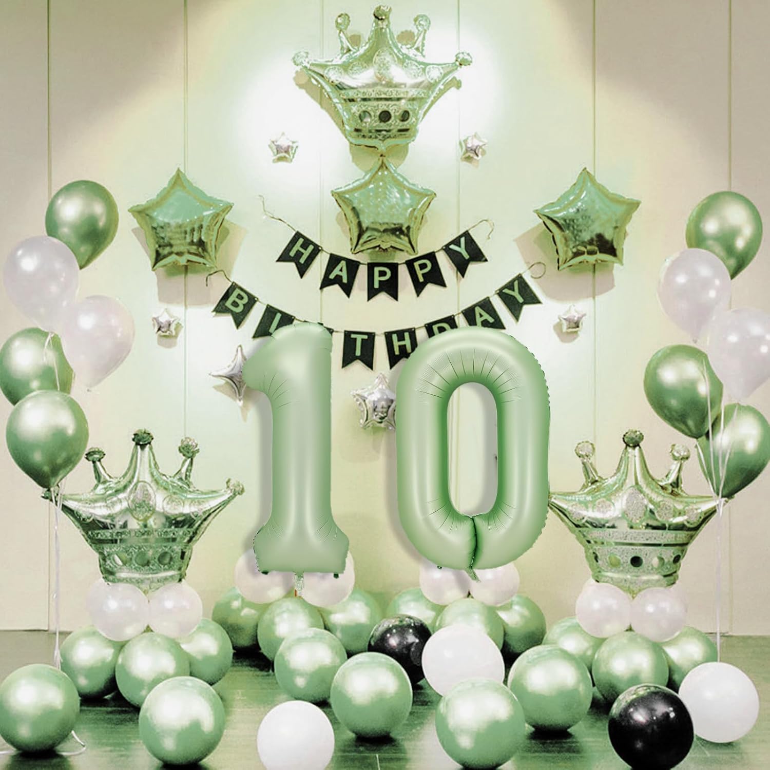 Globos digitales de 40 pulgadas con 10 números verdes de Mylar para helio, fiesta de baby shower, temática de sirena oceánica, suministros de