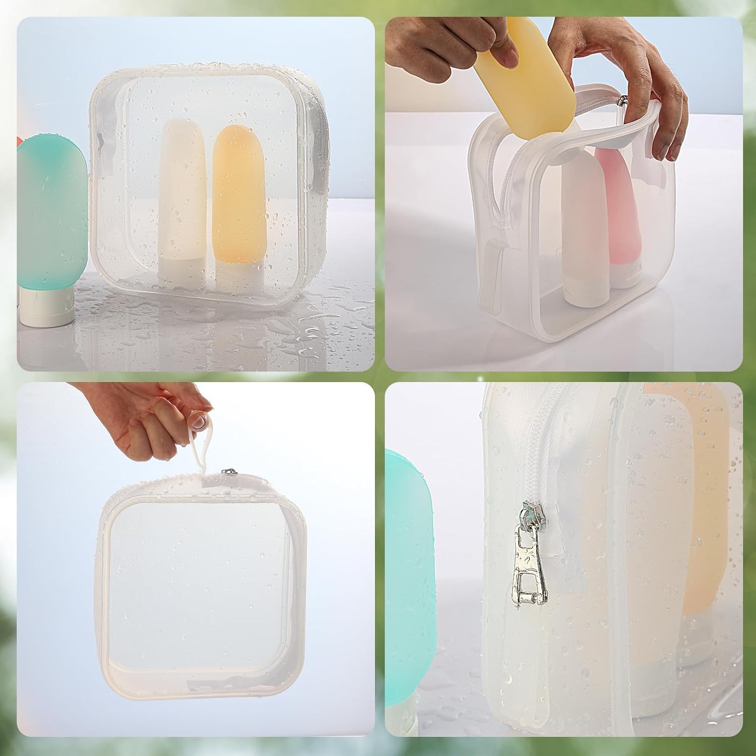 liguanlan Soporte para brochas de maquillaje, fugas de maquillaje para viajes, Claro, Bolsa de viaje de silicona
