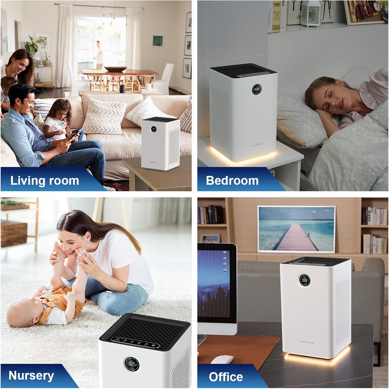 Jafända Purificadores de aire para habitación grande del hogar, control inteligente WiFi y Alexa, filtro True HEPA 13 con carbón activado, 1190 pies