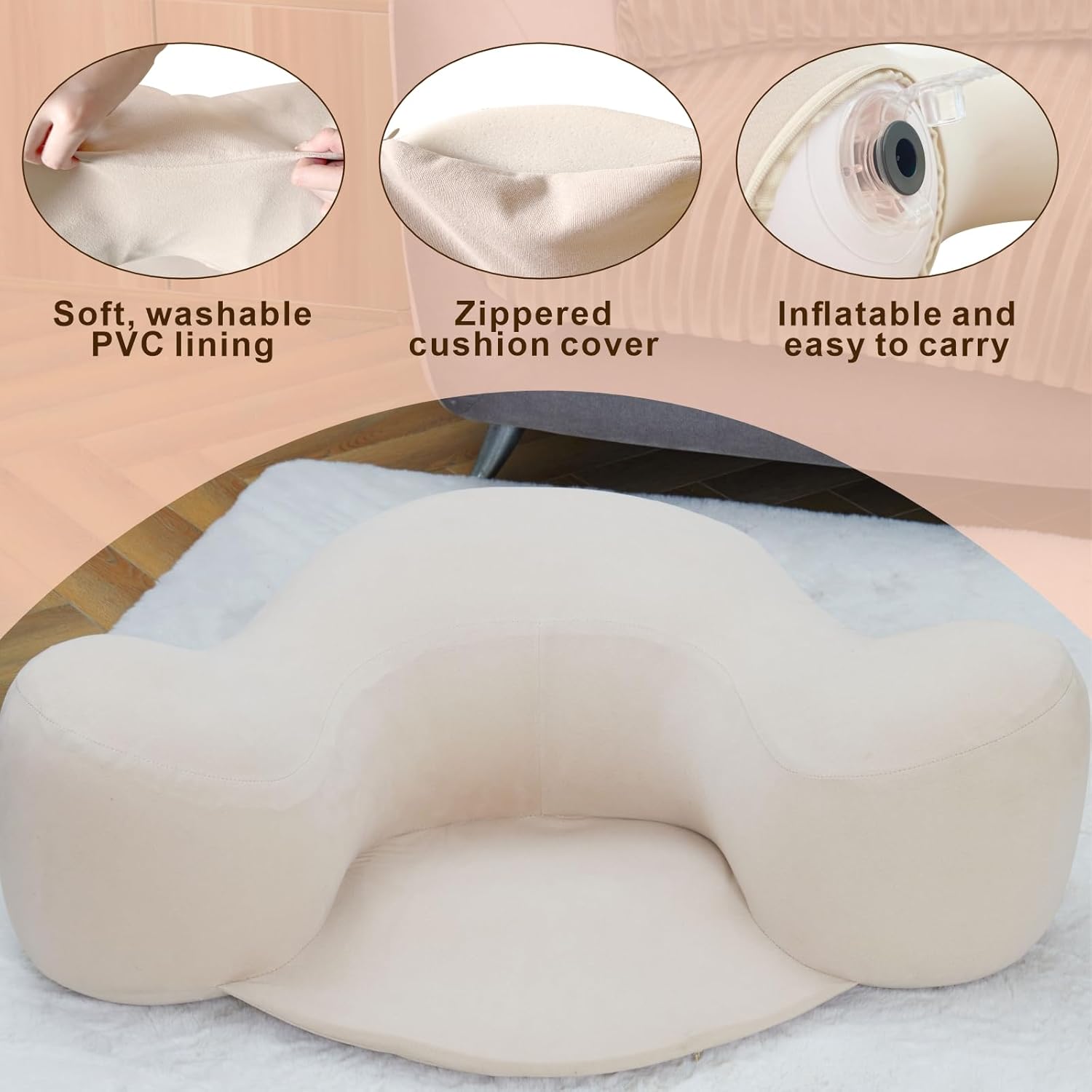 Cojín inflable grande de meditación Zafu Yoga, almohada de suelo de meditación sentado en el suelo, cojín grande de suelo para adultos, funda