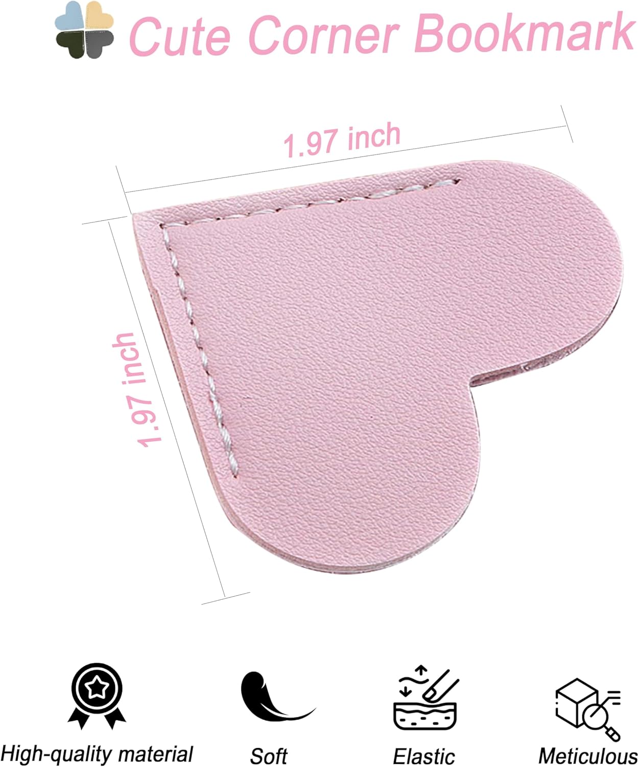 HNQCPCVU – 9 marcapáginas de cuero para mujeres con forma de corazón, bonito marcador de esquina, accesorios de libros para amantes de la lectura,