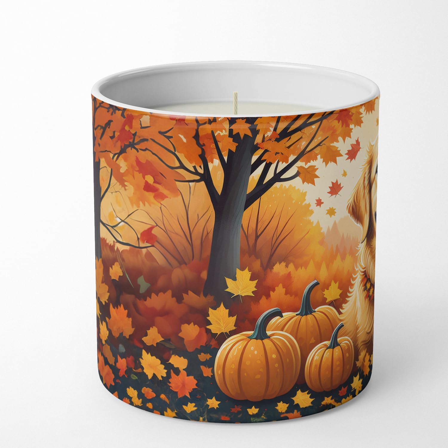 Caroline’s Treasures DAC1049CDL Golden Retriever – Vela de soja decorativa de otoño, cera de soja, aceite esencial para decoración del hogar, ideal