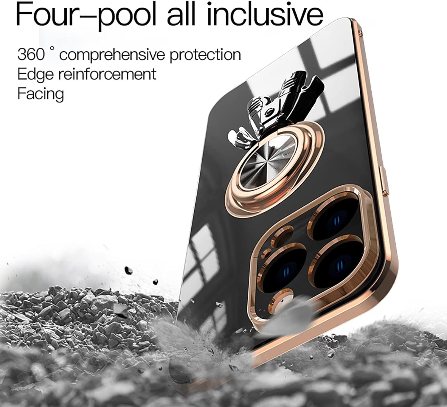 TTVV – Funda de soporte de astronauta chapado para Xiaomi 11T, soporte de anillo de rotación de TPU 360 con soporte magnético, parachoques