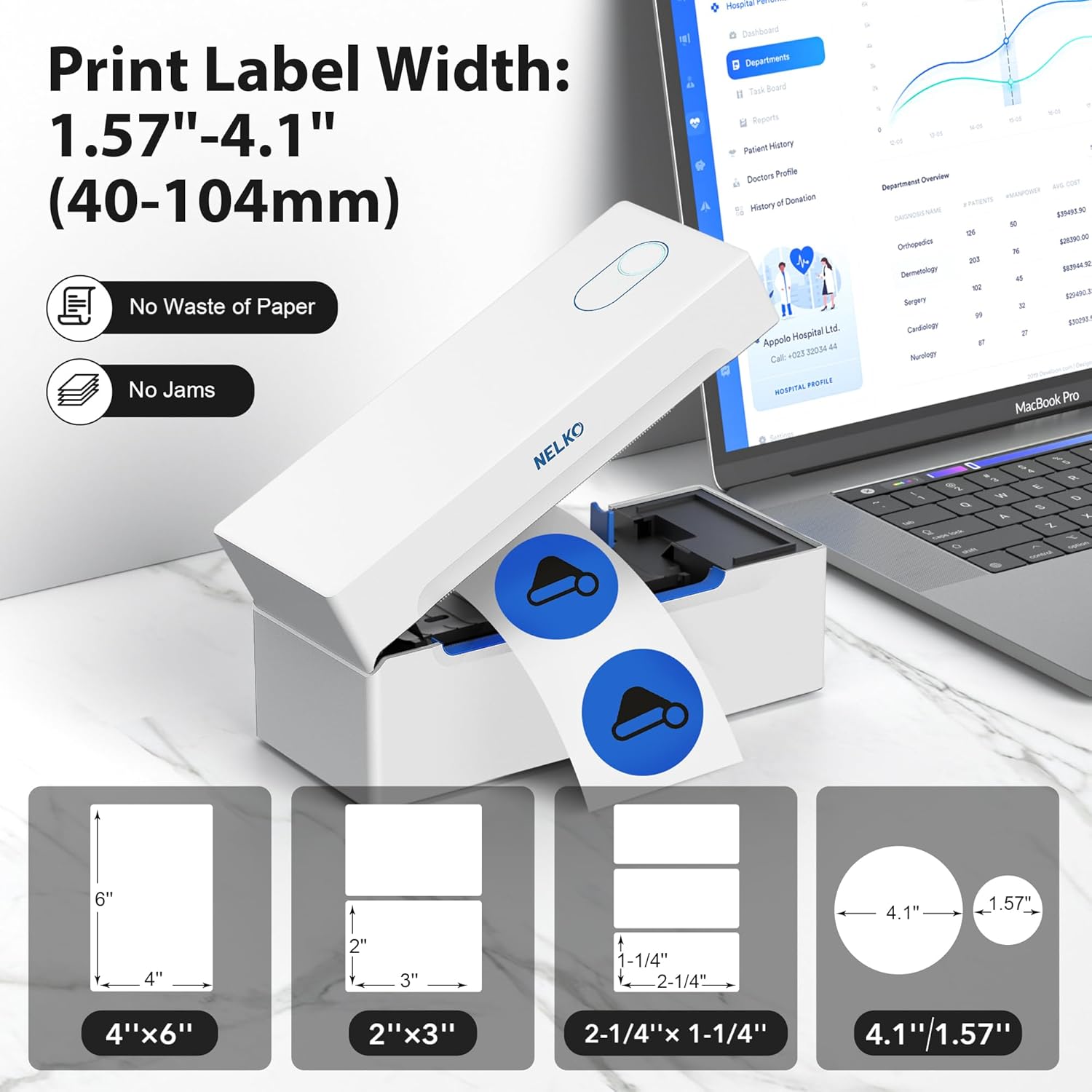 Impresora térmica de etiquetas Bluetooth, impresora inalámbrica de etiquetas de envío de 4 x 6 pulgadas para paquetes de envío, compatible con