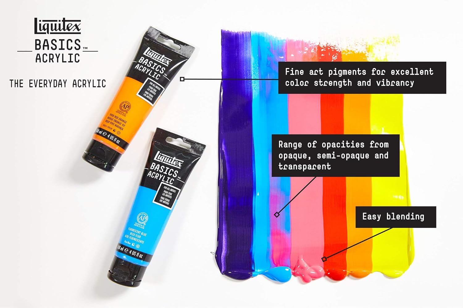 Liquitex BASICS – Pintura acrílica, tubo de 4onzas, color negro (Mars Black)